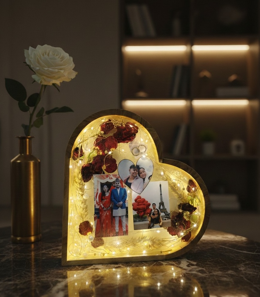 Epoxy photo frame with preserved flowers