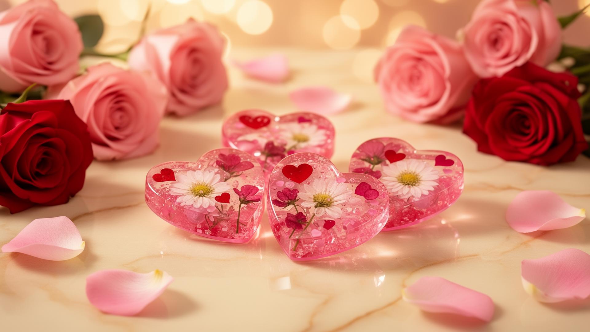Radhmira Valentine's Day epoxy resin heart pieces
